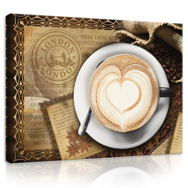 Coffee Foam Heart Canvas Schilderij PP20220O1