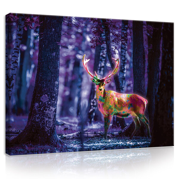 Fluorescent Deer Canvas Schilderij PP20296O1