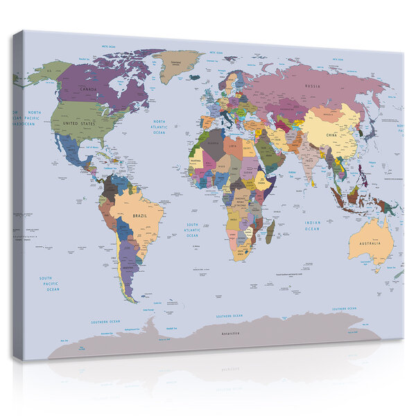 Physical World Map Canvas Schilderij PP20265O1