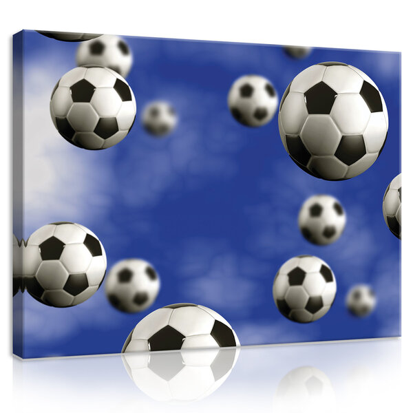 Footballs on Blue Background Canvas Schilderij PP20117O1