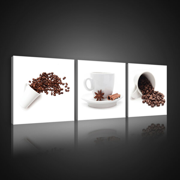 Cups Full of Coffee Beans Canvas Schilderij PS10526S13