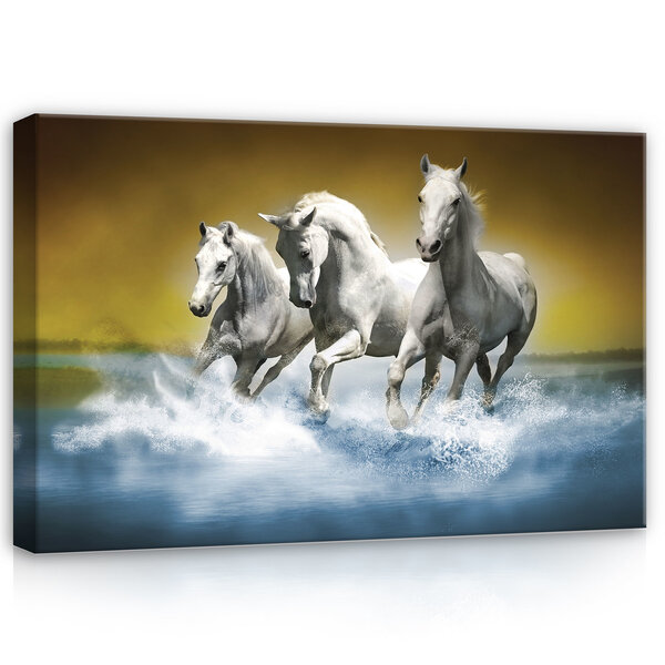 White Horses Galloping on Water Canvas Schilderij PP20300O4
