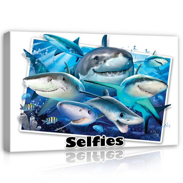 Sharks- Selfies Canvas Schilderij PP12814O4