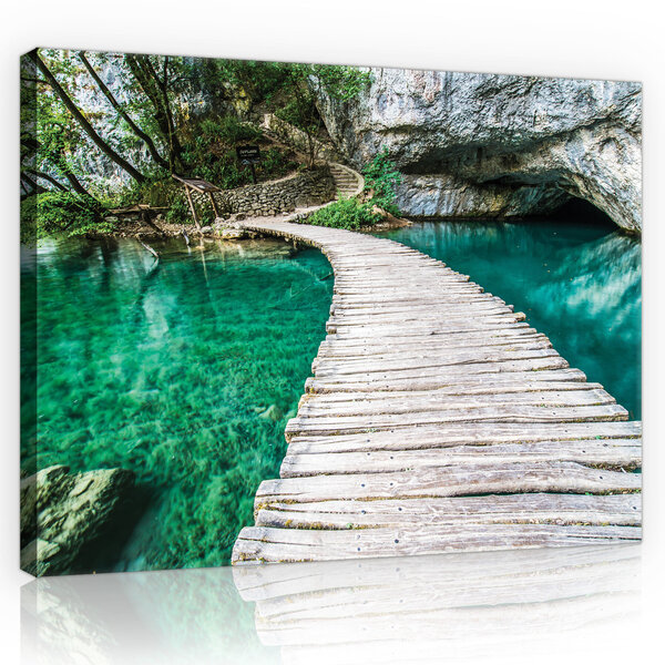 Bridge on a Turquoise Pond Canvas Schilderij PP10220O4