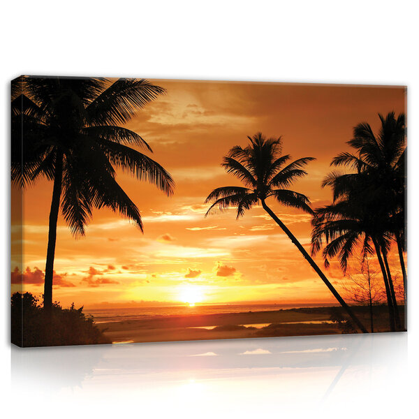 Palms in the Sunset Light Canvas Schilderij PP10237O4