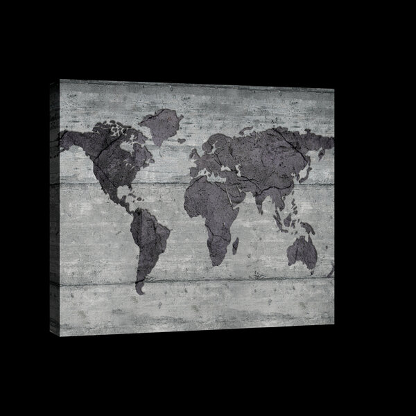 World Map on Concrete Canvas Schilderij PP20273O4