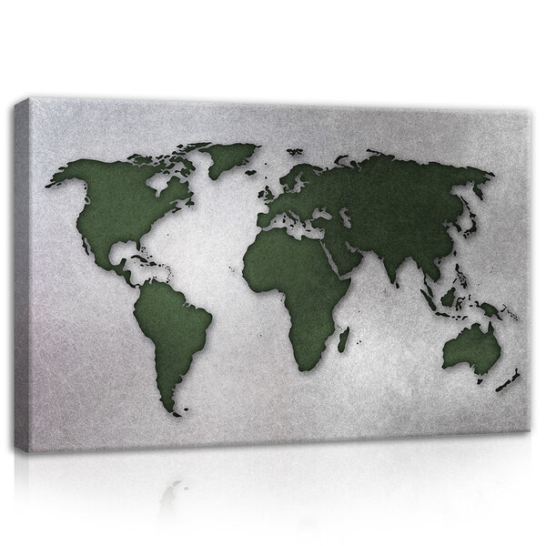 Green and Gray Eco World Map Canvas Schilderij PP10422O4