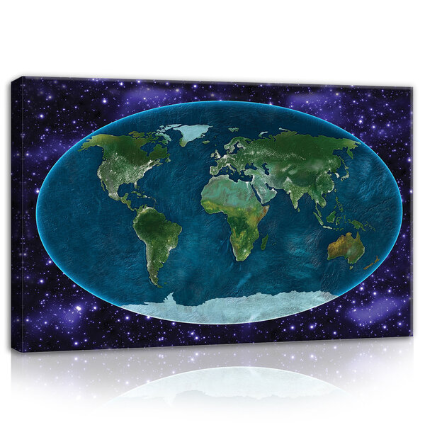 The Universe around the World Map Canvas Schilderij PP10251O4