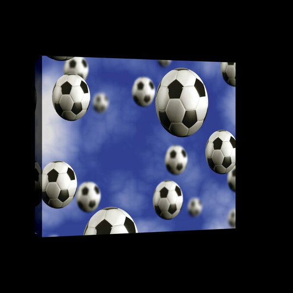 Footballs on Blue Background Canvas Schilderij PP20117O4