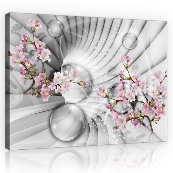 3D Tunnel with Flowers Canvas Schilderij PP10200O4