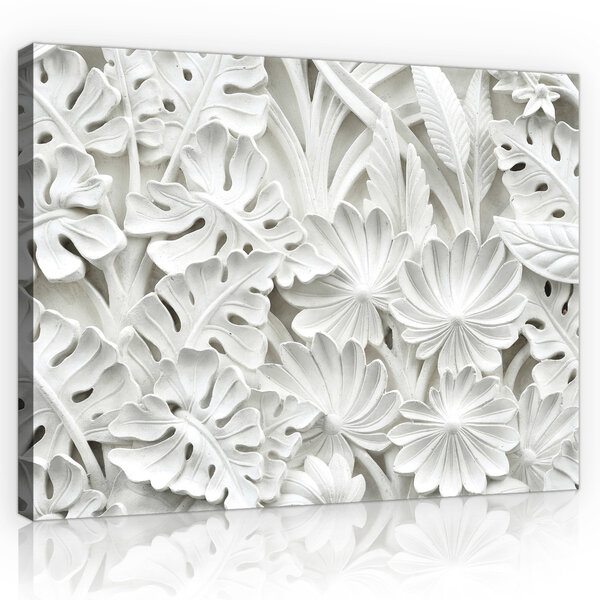 Alabaster Flowers Relief Canvas Schilderij PP10052O4