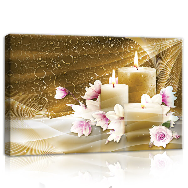 Candles and Magnolia Canvas Schilderij PP10674O4