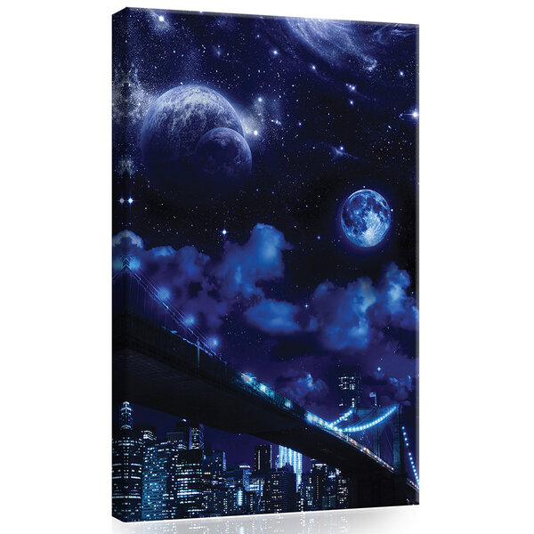 City at Night and the Universe Canvas Schilderij PP10472O4