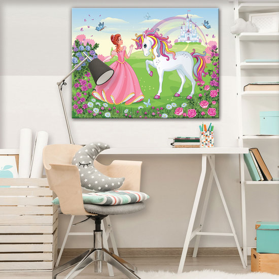 Princess with unicorn Canvas Schilderij PP13238O1