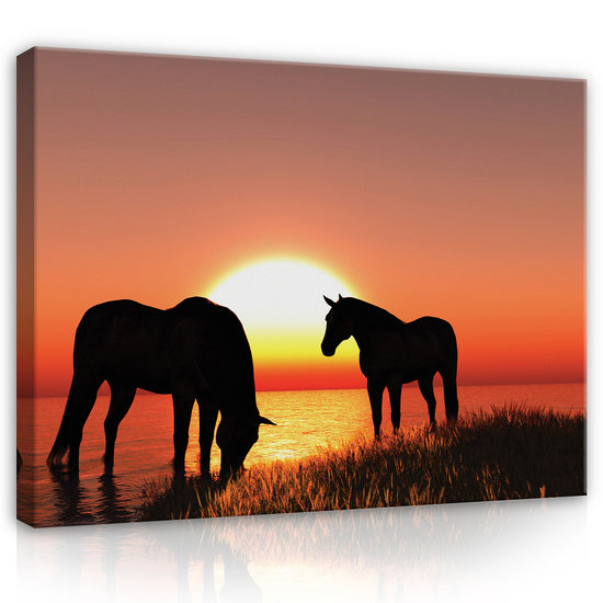 Horses and sunset Canvas Schilderij PP13603O1