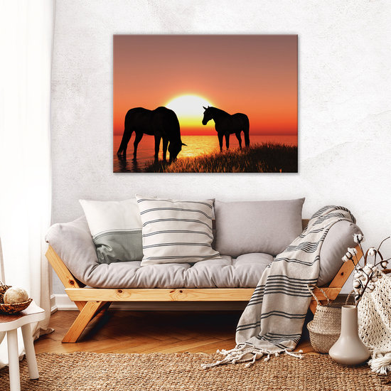 Horses and sunset Canvas Schilderij PP13603O1