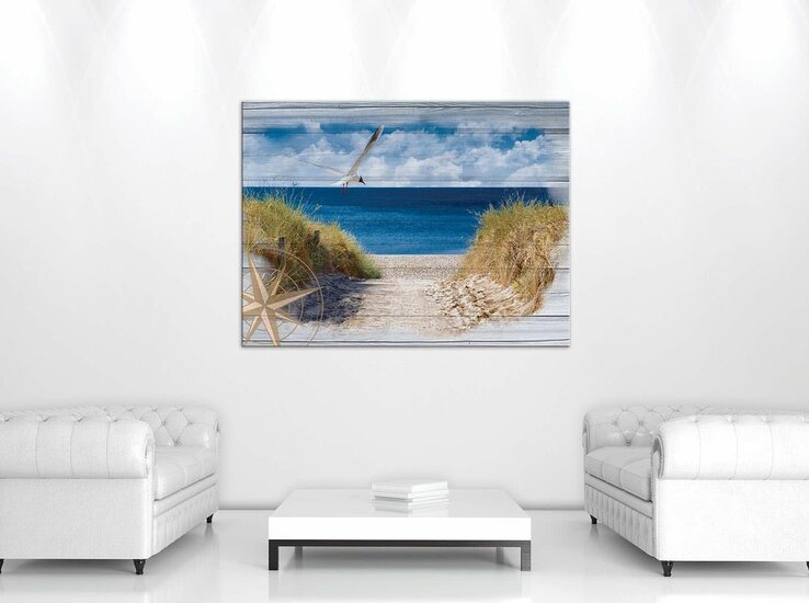 Beach on the boards Canvas Schilderij PP10026O1