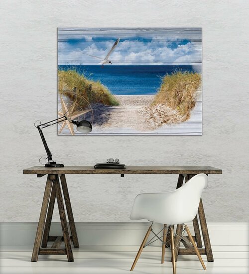 Beach on the boards Canvas Schilderij PP10026O1