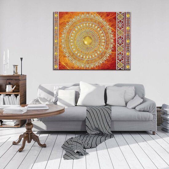Golden Mandala in Red Canvas Schilderij PP10119O1