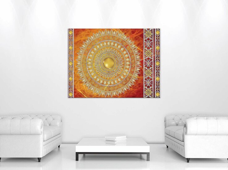 Golden Mandala in Red Canvas Schilderij PP10119O1