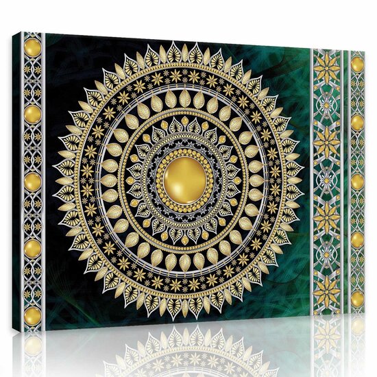 Golden Mandala in Emerald Canvas Schilderij PP10121O1