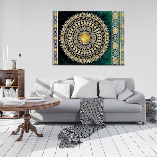 Golden Mandala in Emerald Canvas Schilderij PP10121O1