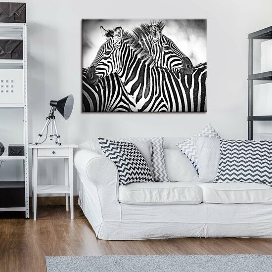 Zebra Black-White Canvas Schilderij PP10159O1