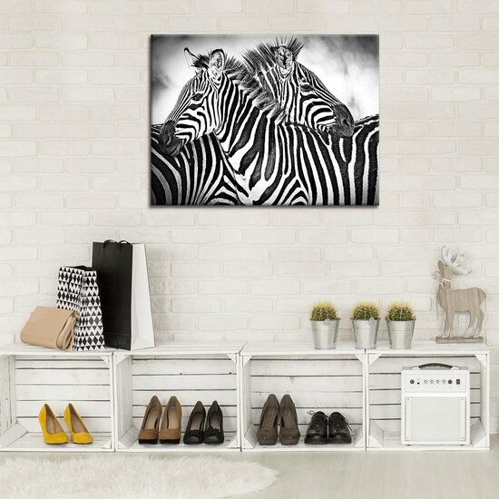 Zebra Black-White Canvas Schilderij PP10159O1