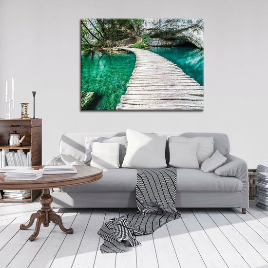 Bridge on a Turquoise Pond Canvas Schilderij PP10220O1