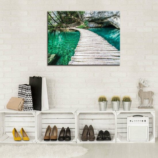 Bridge on a Turquoise Pond Canvas Schilderij PP10220O1