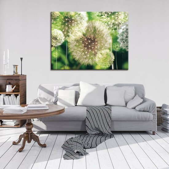 Dandelions on the Green Background Canvas Schilderij PP10221O1