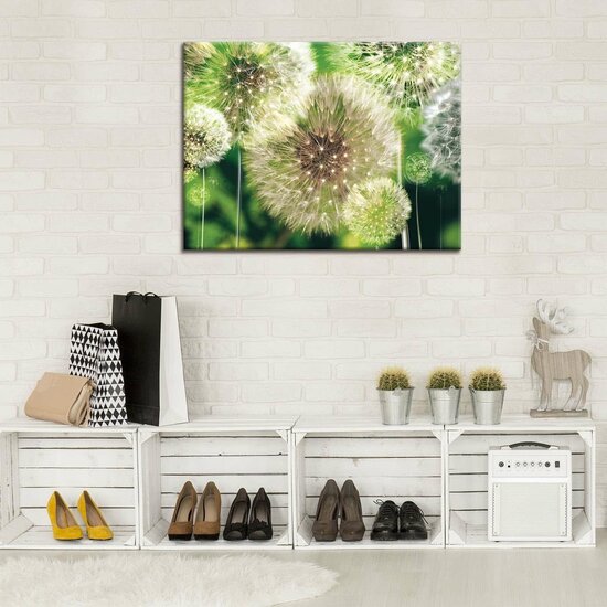 Dandelions on the Green Background Canvas Schilderij PP10221O1