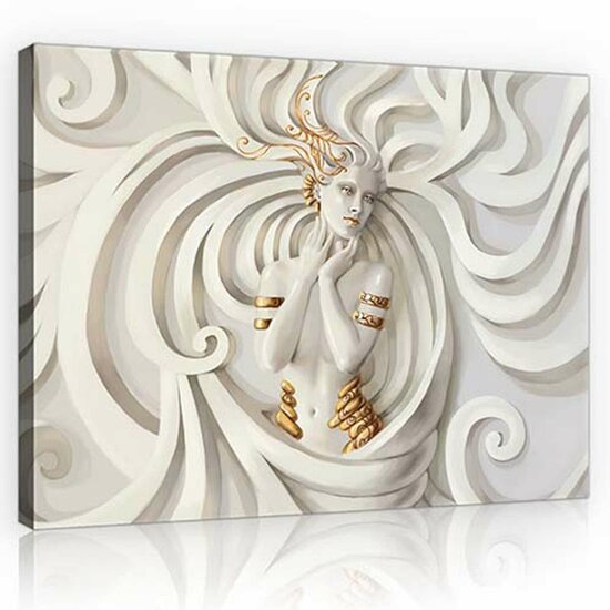 Woman on White Relief Canvas Schilderij PP10232O1