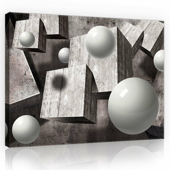 3D Gray Geometric Figures Canvas Schilderij PP10235O1