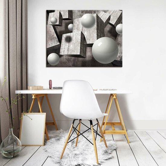 3D Gray Geometric Figures Canvas Schilderij PP10235O1