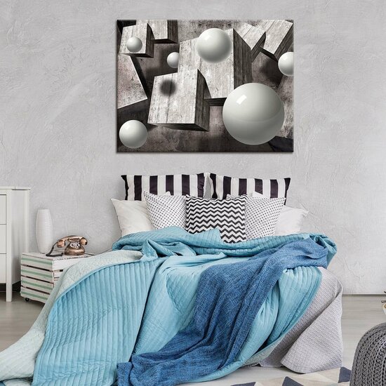 3D Gray Geometric Figures Canvas Schilderij PP10235O1