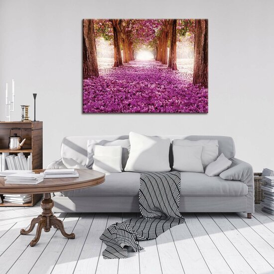 Purple Flowers Alley Canvas Schilderij PP10236O1