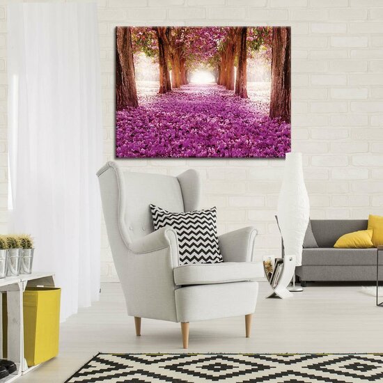 Purple Flowers Alley Canvas Schilderij PP10236O1