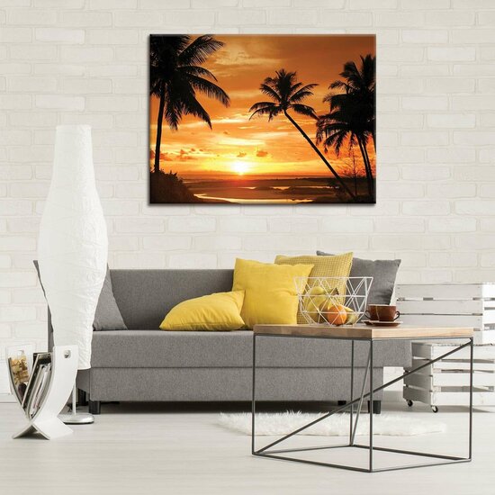 Palms in the Sunset Light Canvas Schilderij PP10237O1