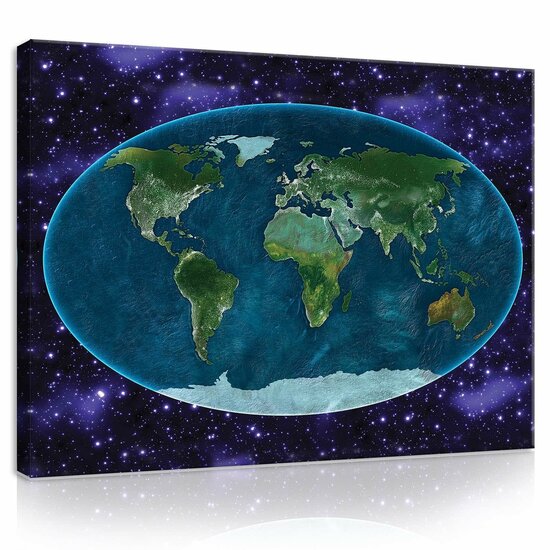 The Universe around the World Map Canvas Schilderij PP10251O1