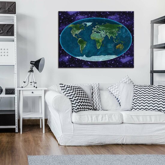 The Universe around the World Map Canvas Schilderij PP10251O1
