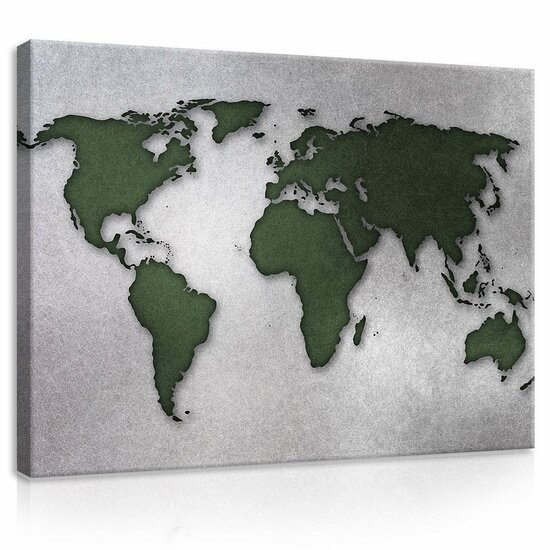 Green and Gray Eco World Map Canvas Schilderij PP10422O1