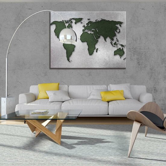 Green and Gray Eco World Map Canvas Schilderij PP10422O1