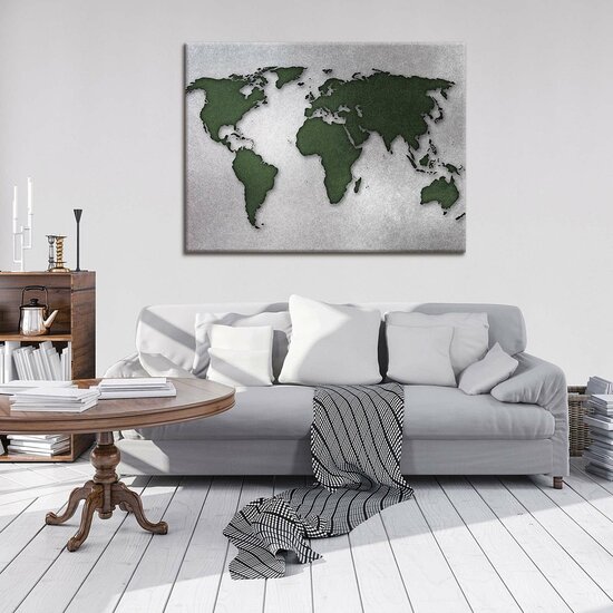 Green and Gray Eco World Map Canvas Schilderij PP10422O1