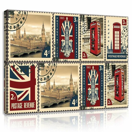 London Post Stamps Canvas Schilderij PP10456O1