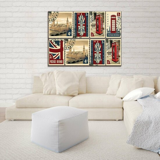 London Post Stamps Canvas Schilderij PP10456O1