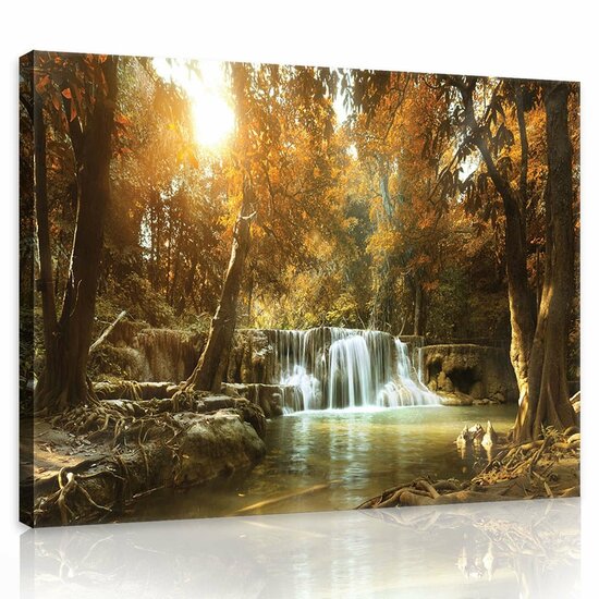 Waterfall in the Autumn Forest Canvas Schilderij PP10470O1