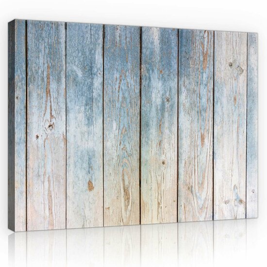 Blue Wooden Planks Canvas Schilderij PP10670O1