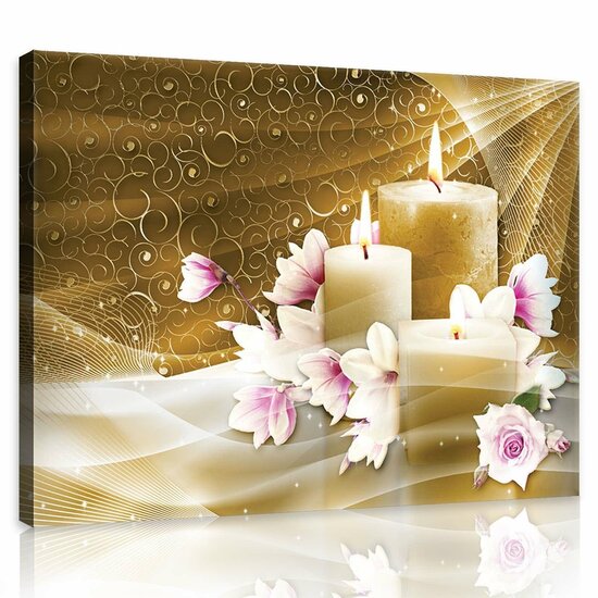 Candles and Magnolia Canvas Schilderij PP10674O1