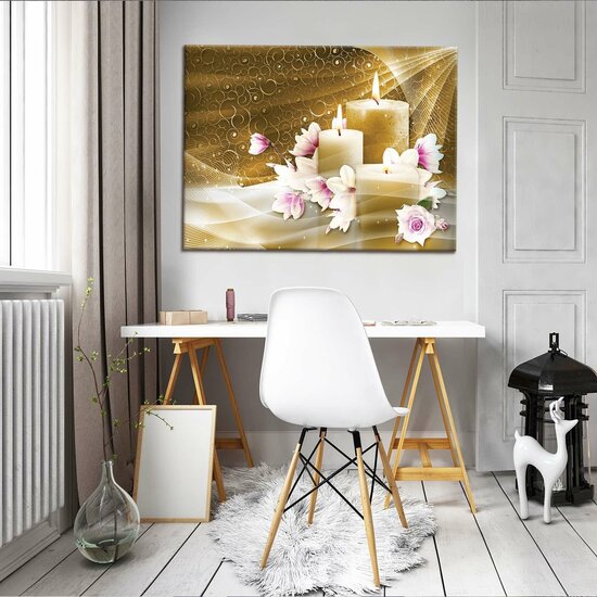 Candles and Magnolia Canvas Schilderij PP10674O1